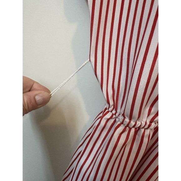Vintage 90's Sandy Sandy Red White Striped button front dress 7/8 Made In USA - Picture 5 of 6